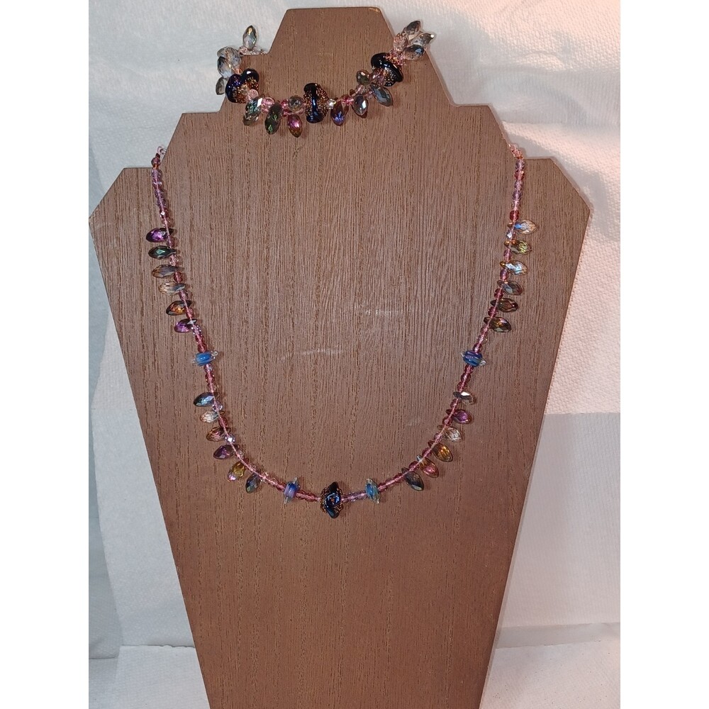 Amazing Artist made Lamp work glass, Swarovski crystals & sterling silver SET